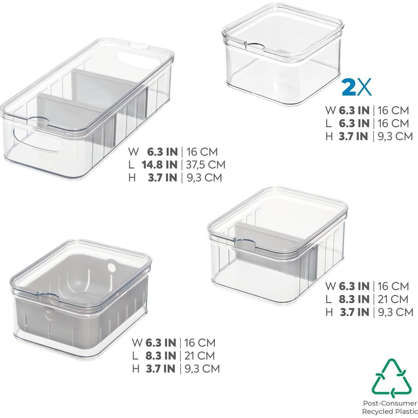 Juego de 5 Contenedores de Plástico iDesign Crisp para Refrigerador