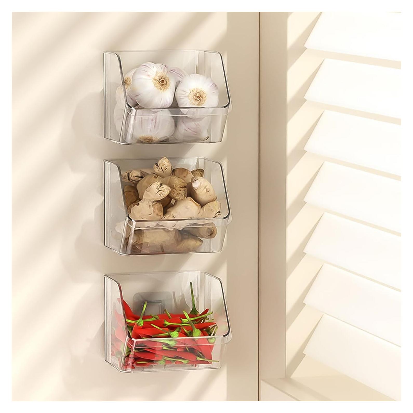 3 Organizadores de Almacenamiento de Pared MdakeGo Transparentes