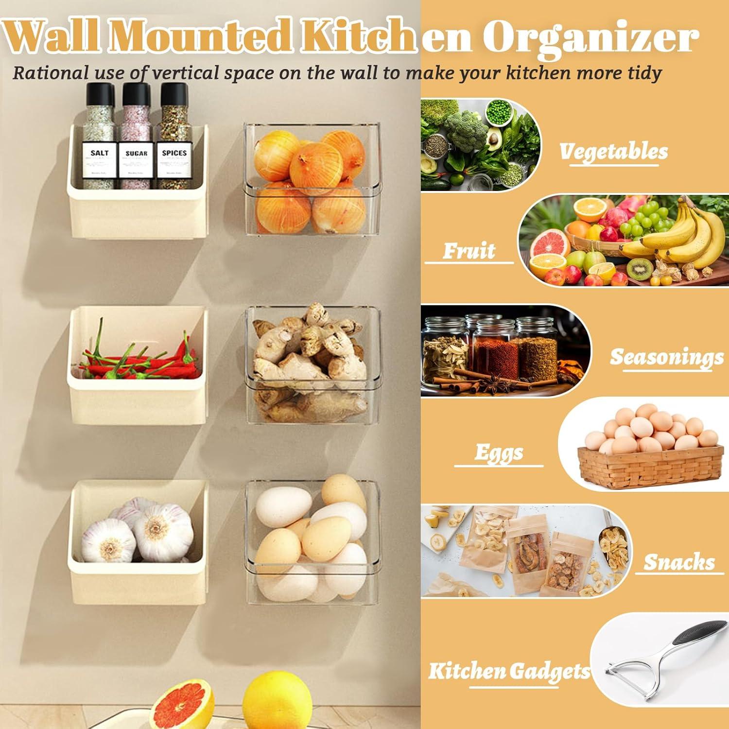 3 Organizadores de Almacenamiento de Pared MdakeGo Transparentes