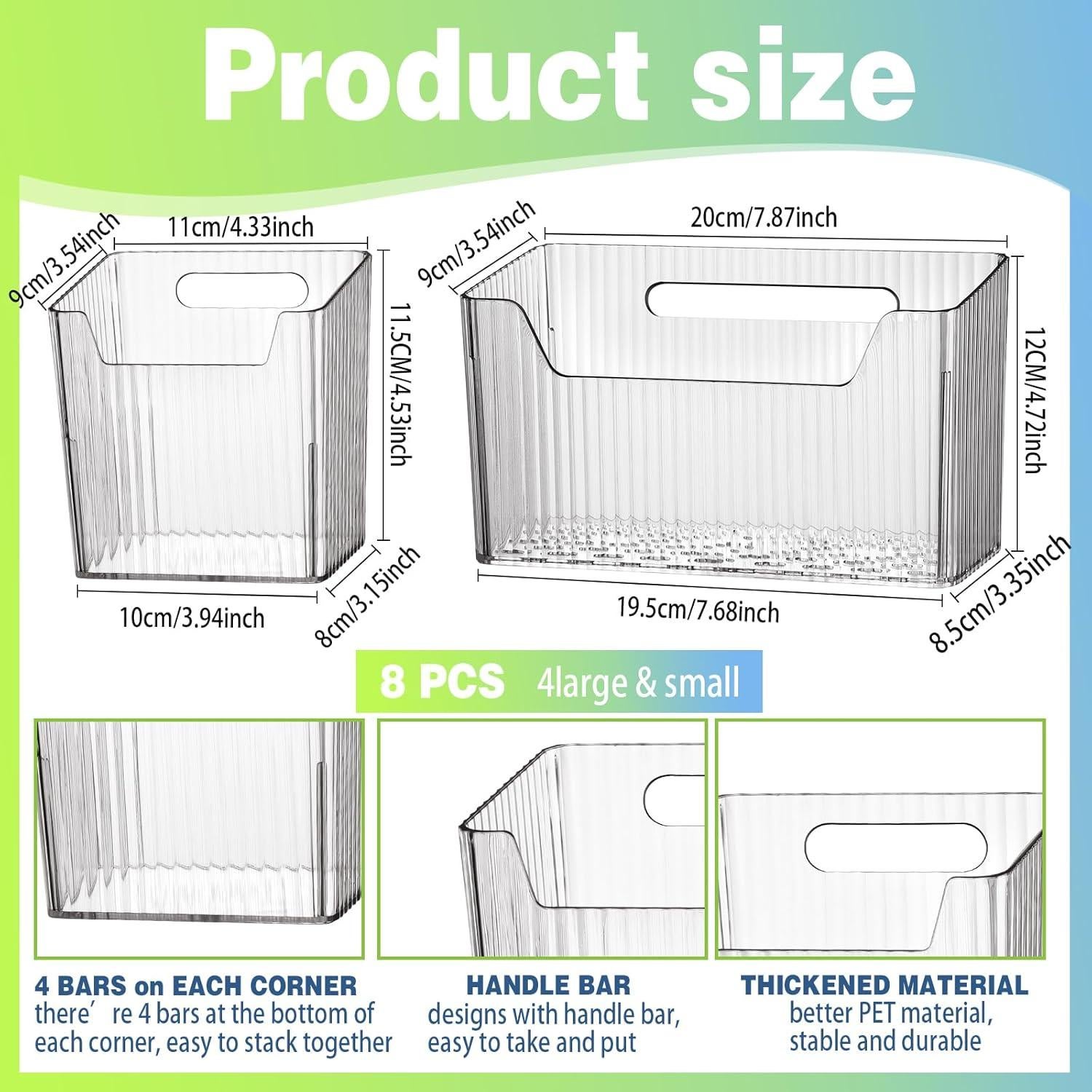 8 Organizadores de Almacenamiento SiliFine 10 cm Transparentes