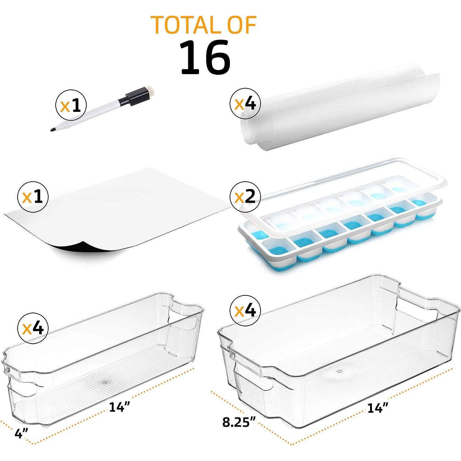 Organizador de Nevera Transparentes 16 Piezas StorageBud