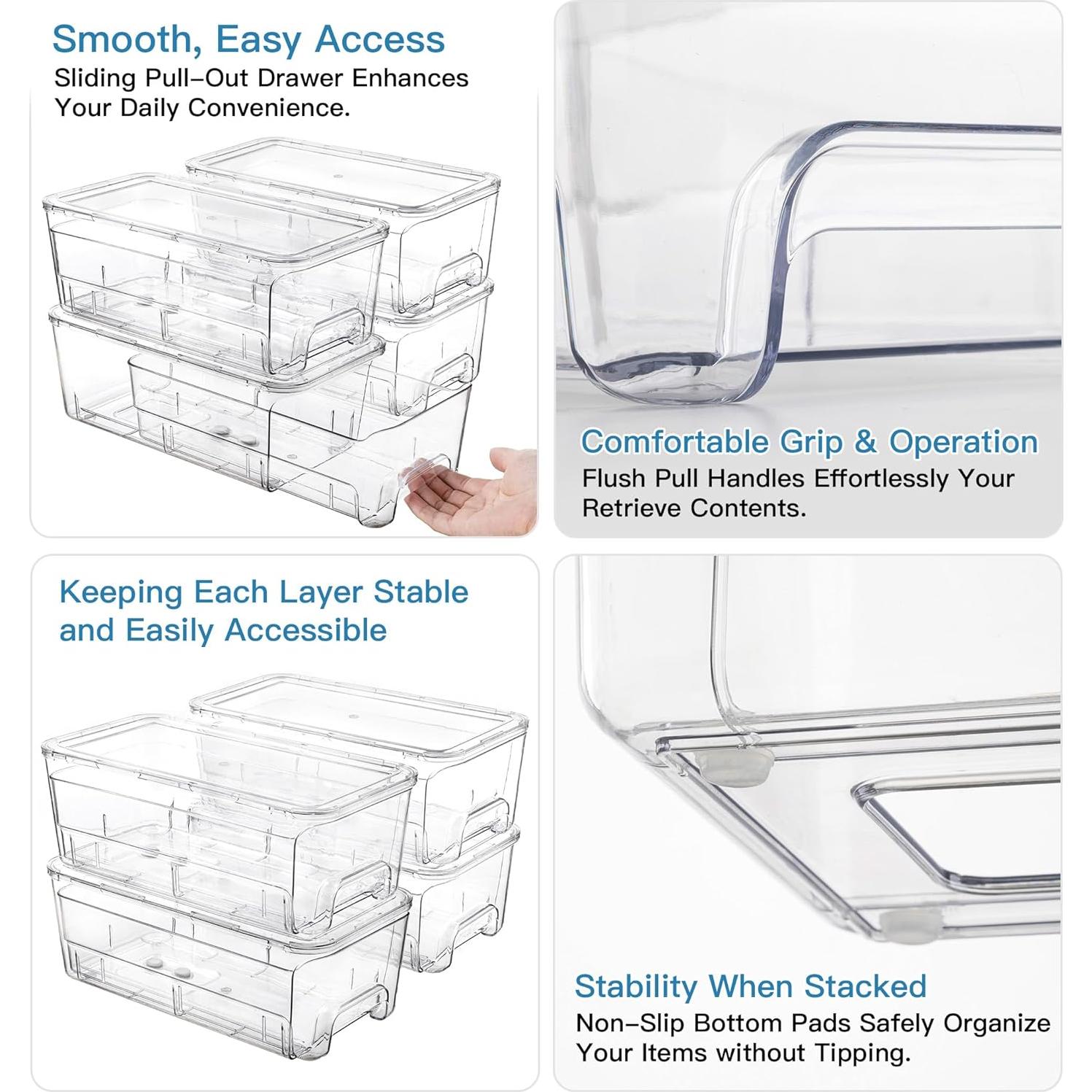 Cajones de Almacenamiento Apilables Audend 4 Piezas 31x16.5x11.4cm