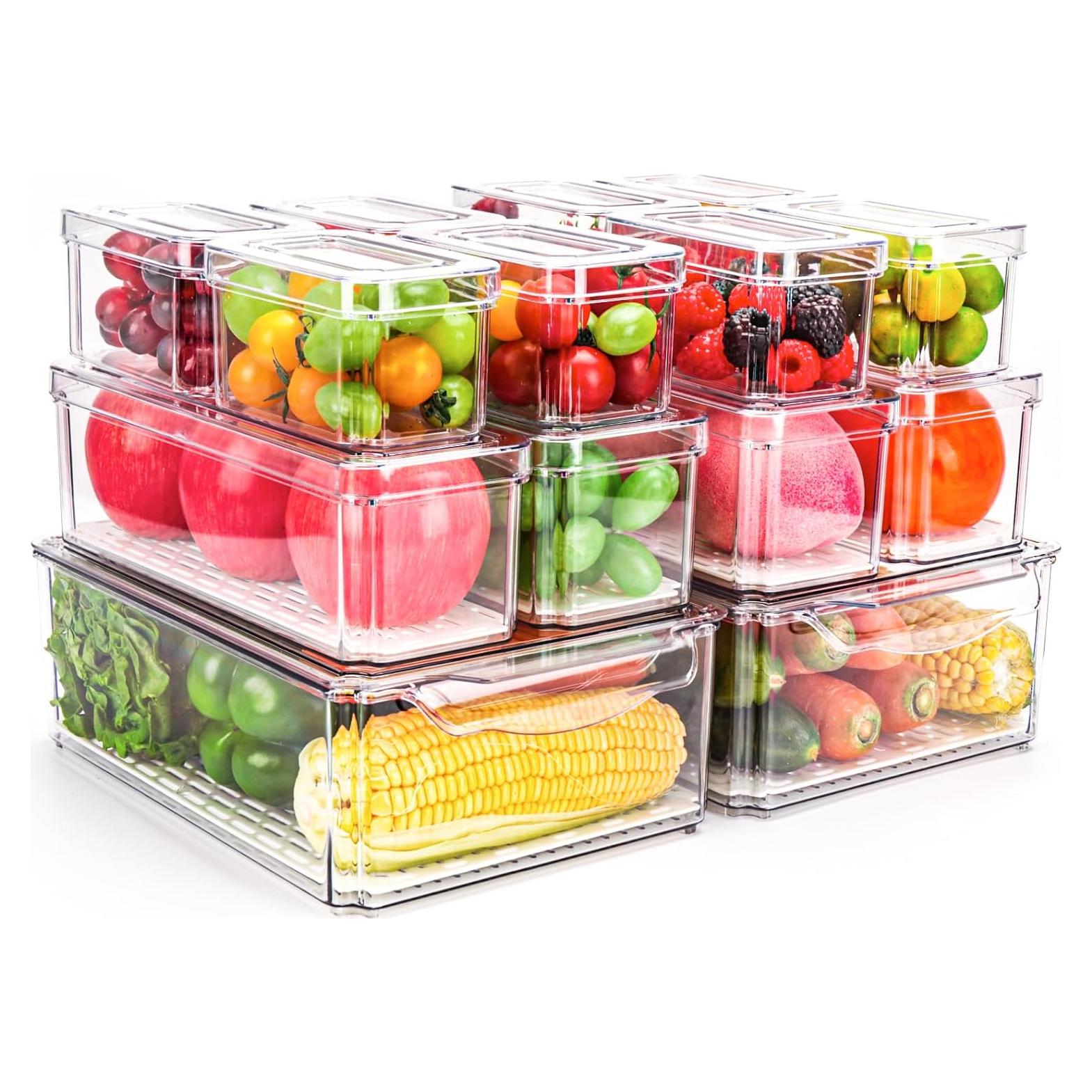 14 Contenedores Apilables para Refrigerador Jiazonsong 30x20cm