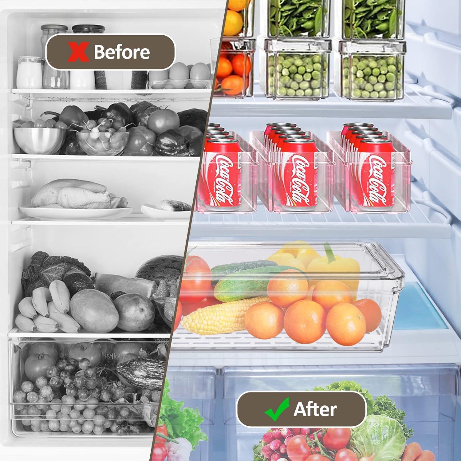 14 Contenedores Apilables para Refrigerador Jiazonsong 30x20cm