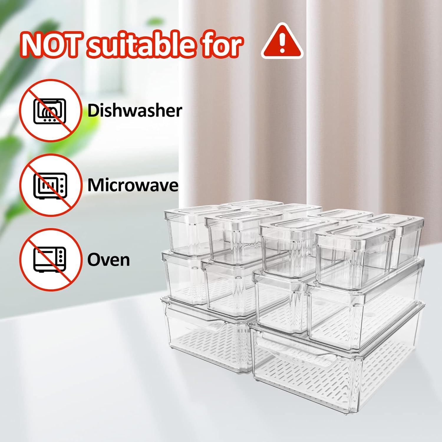 14 Contenedores Apilables para Refrigerador Jiazonsong 30x20cm