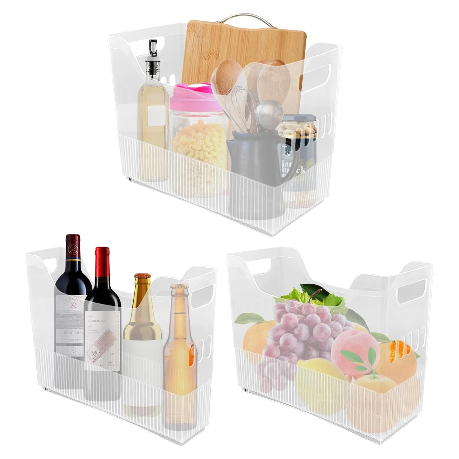 3 Organizadores de Congelador con Ruedas YEXEXINM - Plástico Transparente