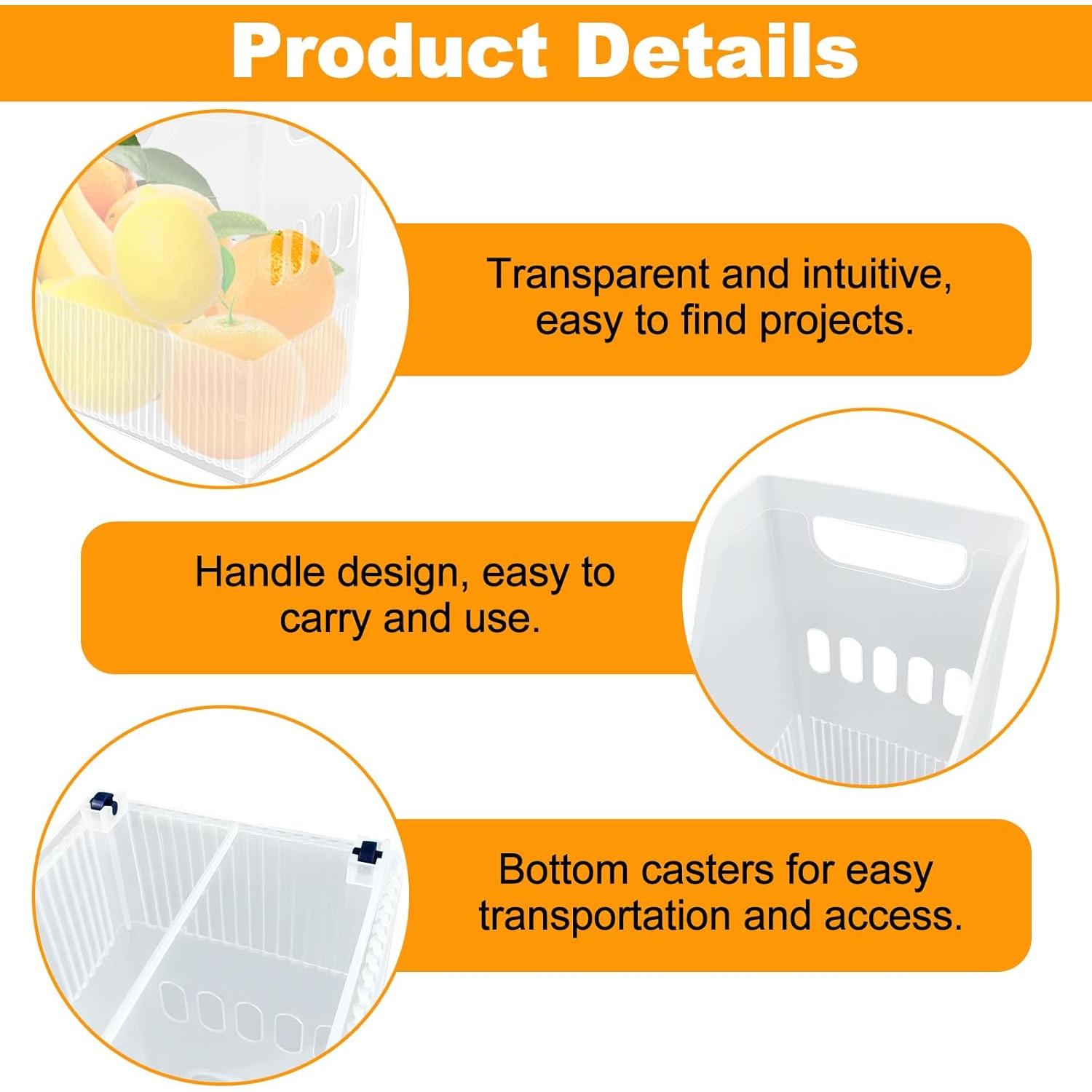 3 Organizadores de Congelador con Ruedas YEXEXINM - Plástico Transparente