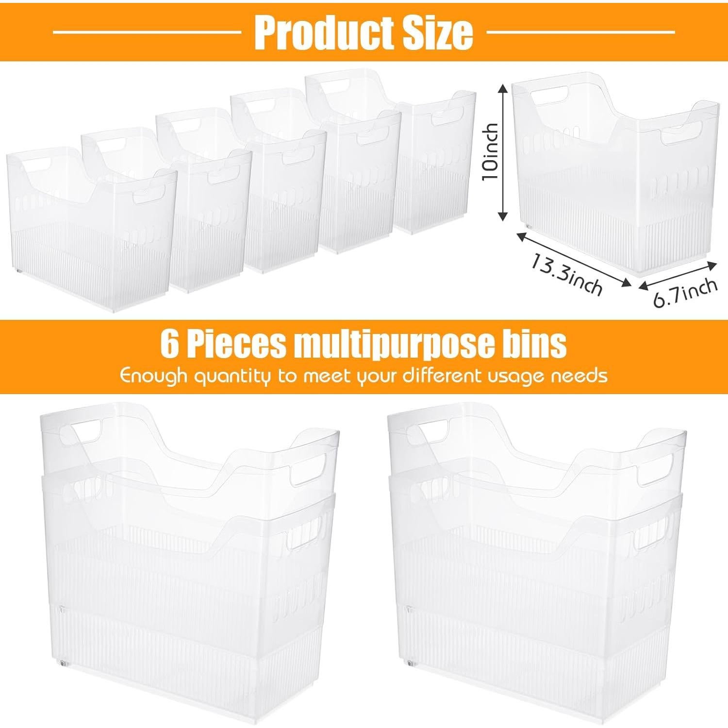 Organizadores de Congelador Qunclay 6 Piezas con Ruedas 25.4x33.8x17cm