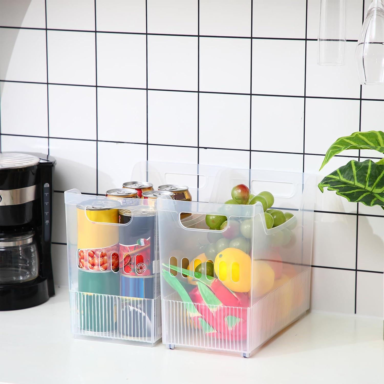 Organizadores de Congelador Qunclay 6 Piezas con Ruedas 25.4x33.8x17cm