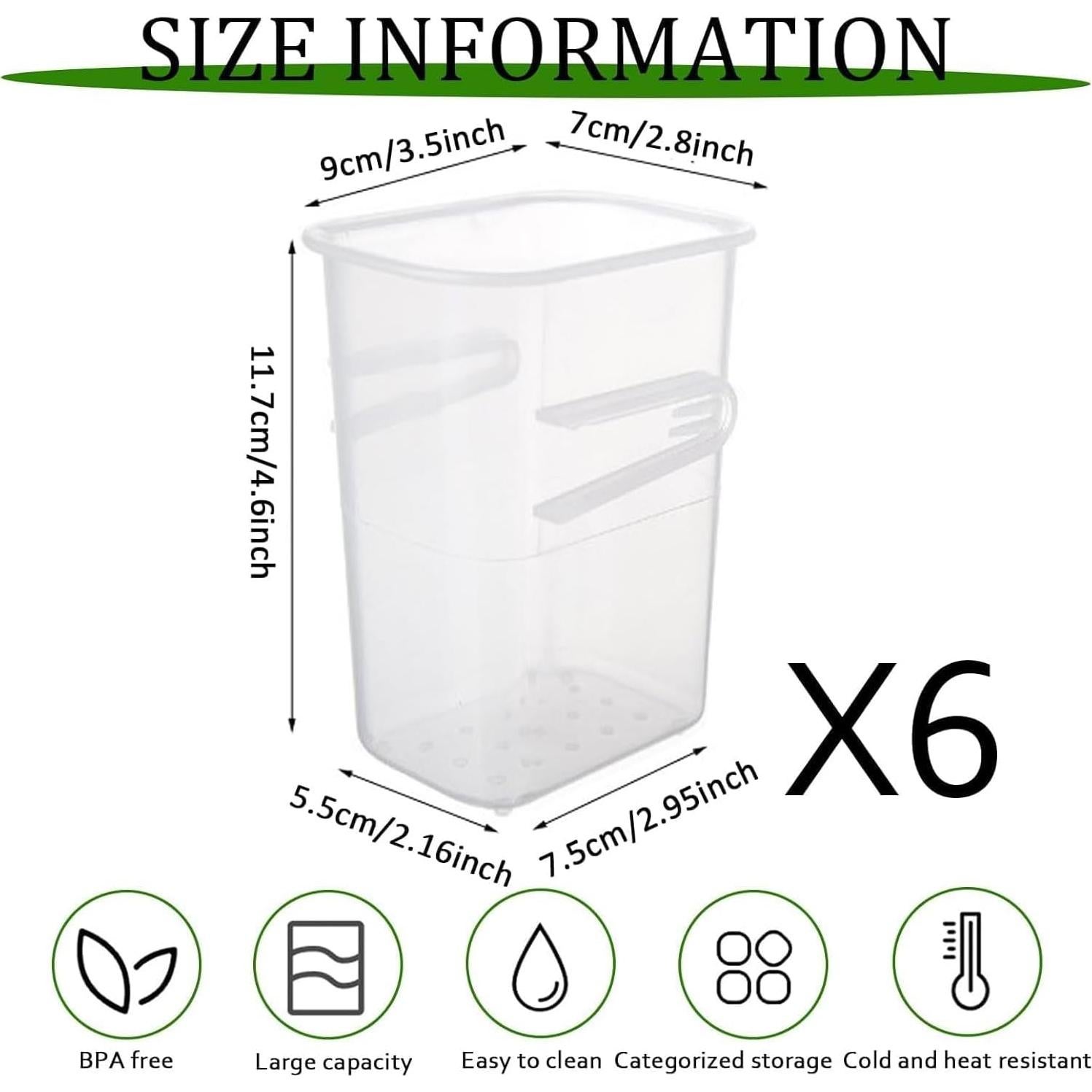 Organizador de Puerta de Refrigerador 6 Piezas MdakeGo Transparente