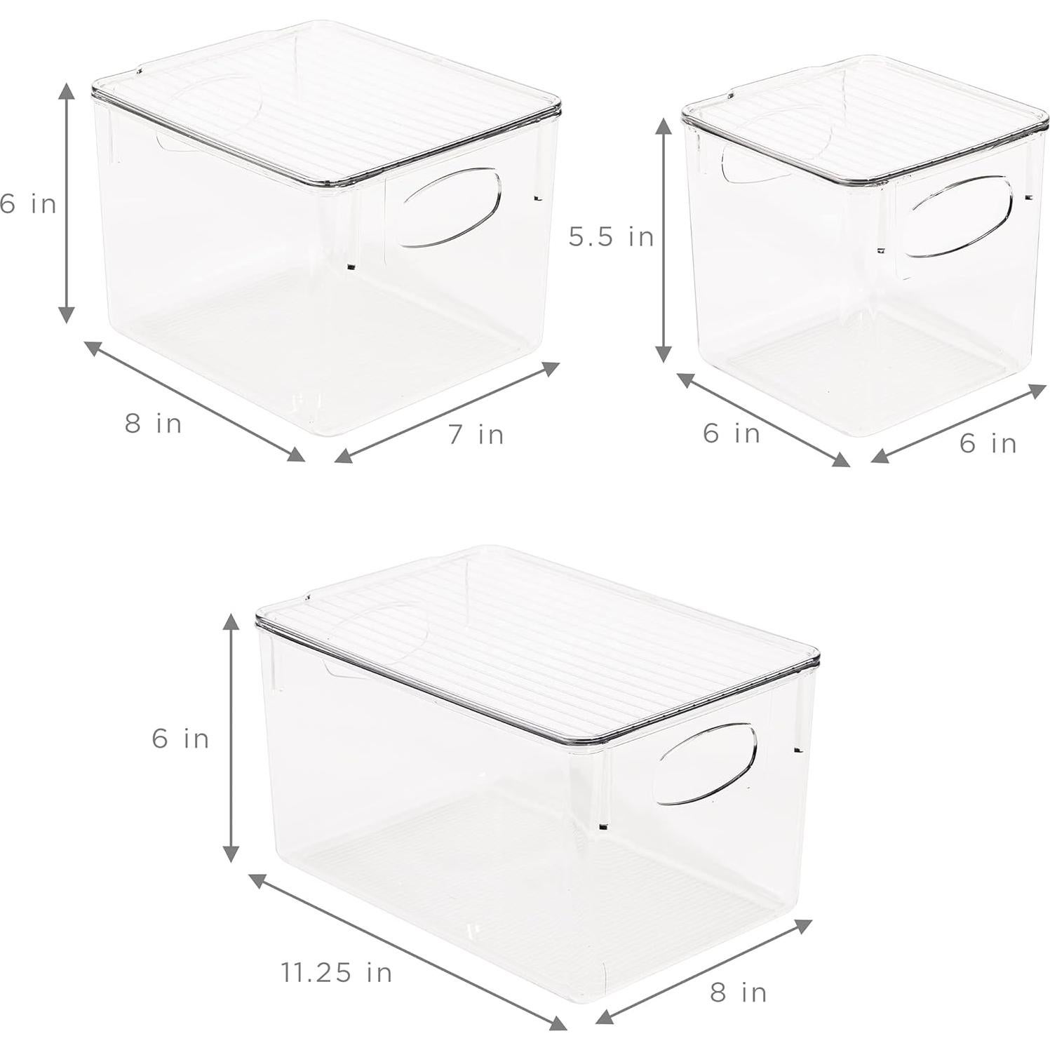Contenedores de Almacenamiento Sorbus 3 Piezas Transparentes