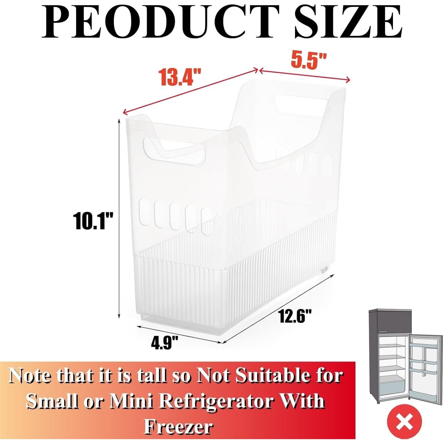 Organizadores de Congelador con Ruedas Peohud - 3 Piezas 32x12x25cm