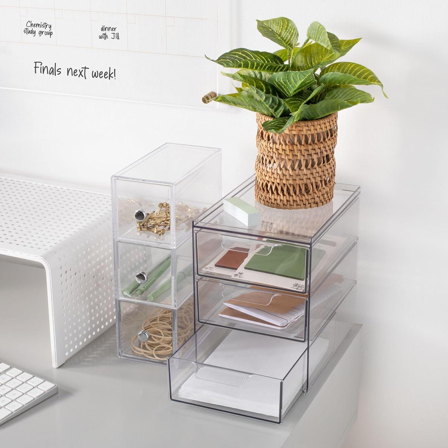 Organizador de Cocina mDesign con 3 Cajones Apilables - Transparente