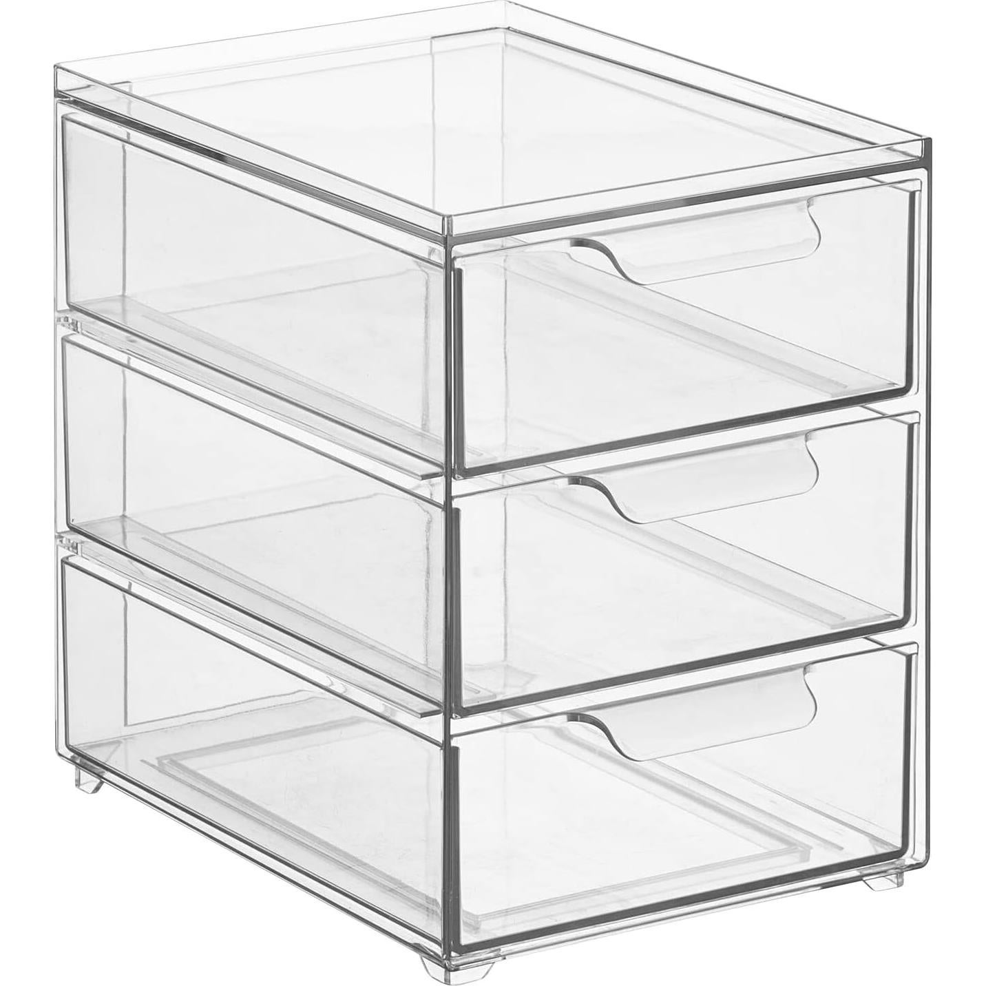 Organizador de Cocina mDesign con 3 Cajones Apilables - Transparente