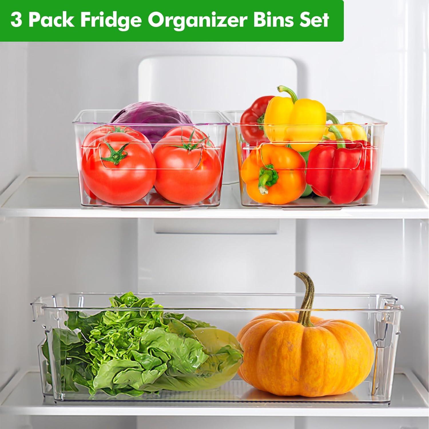 Set de 3 Contenedores Organizadores de Refrigerador Lunhoo 31.5x15.5cm