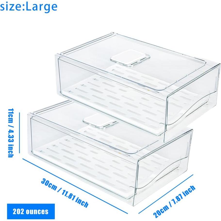 Cajones Apilables VYRZA para Refrigerador - 2 Unidades 30x20x11 cm