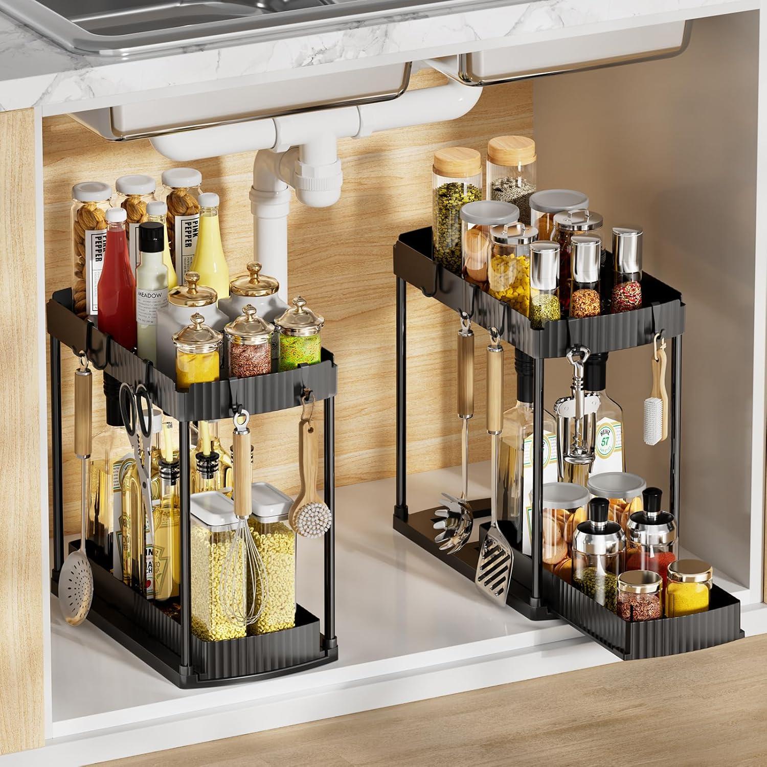 Organizador Bajo Fregadero Sthumsup Expandible 2 Niveles Negro