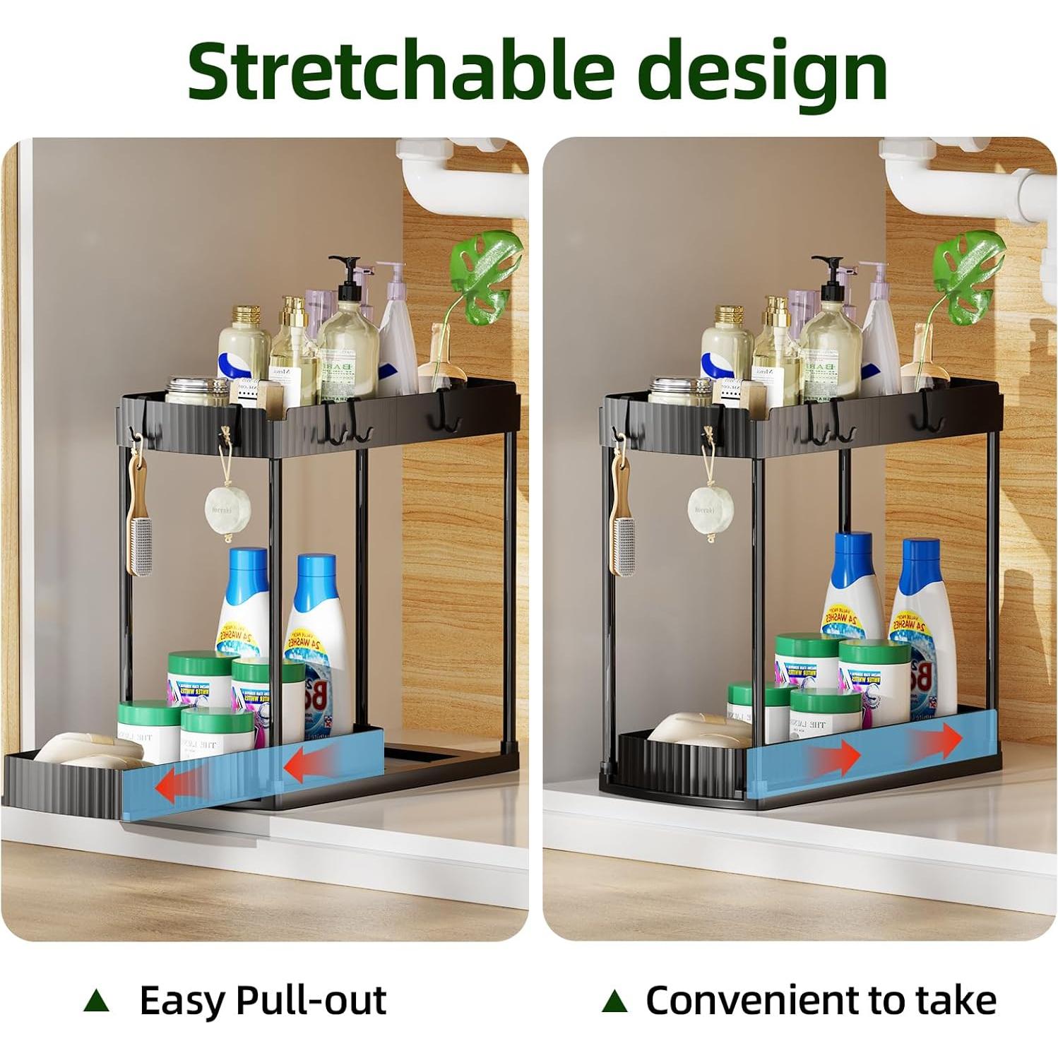 Organizador Bajo Fregadero Sthumsup Expandible 2 Niveles Negro