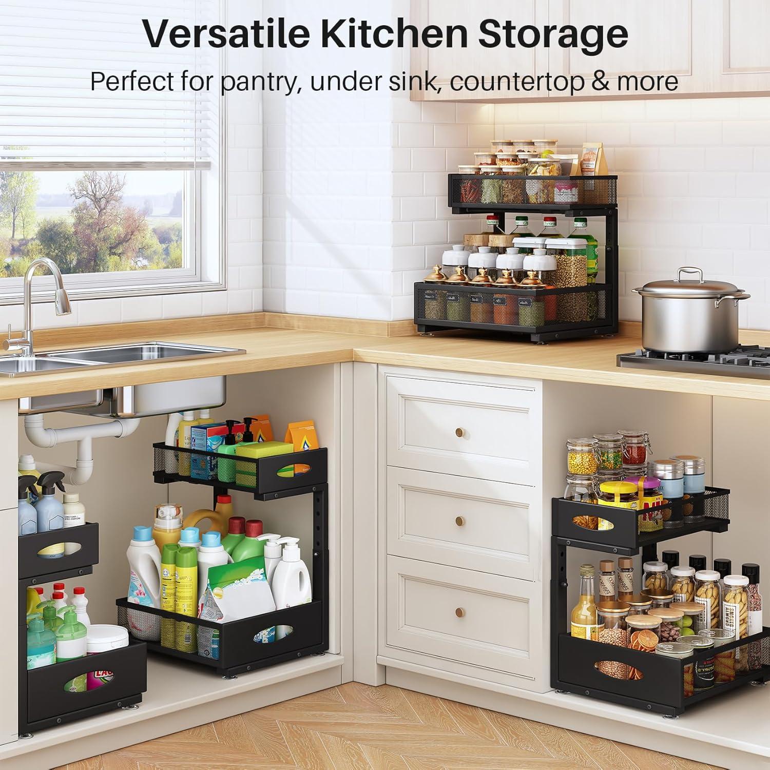 Organizador Bajo Fregadero PXRACK 2 Niveles Ajustable Negro