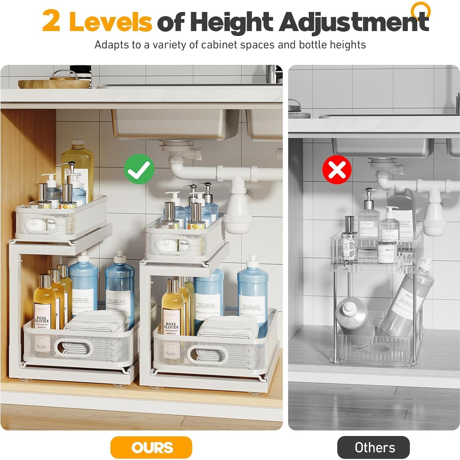 Organizador Bajo Fregadero Biboraya 2 Paquetes con Cajón Deslizante