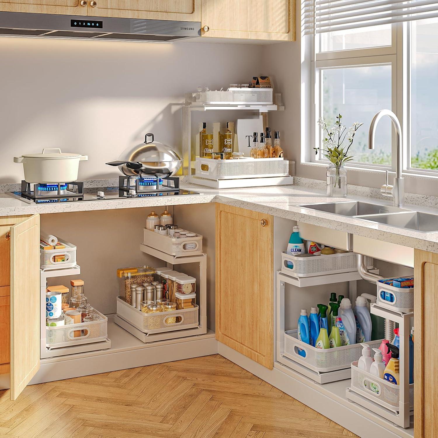 Organizador Bajo Fregadero Biboraya 2 Paquetes con Cajón Deslizante