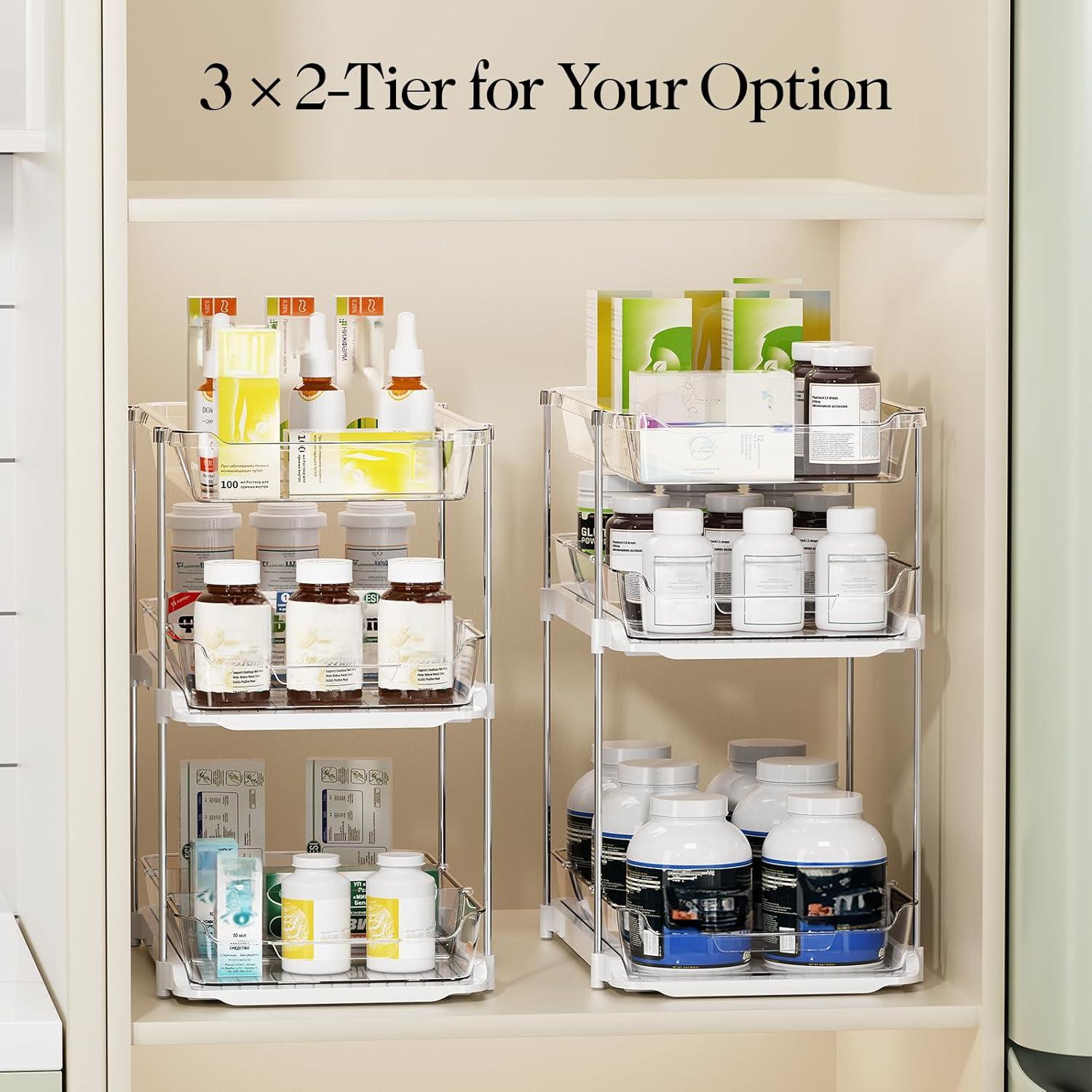 LAMU Organizadores de Almacenamiento 2 Piezas 3 Niveles Acrílico