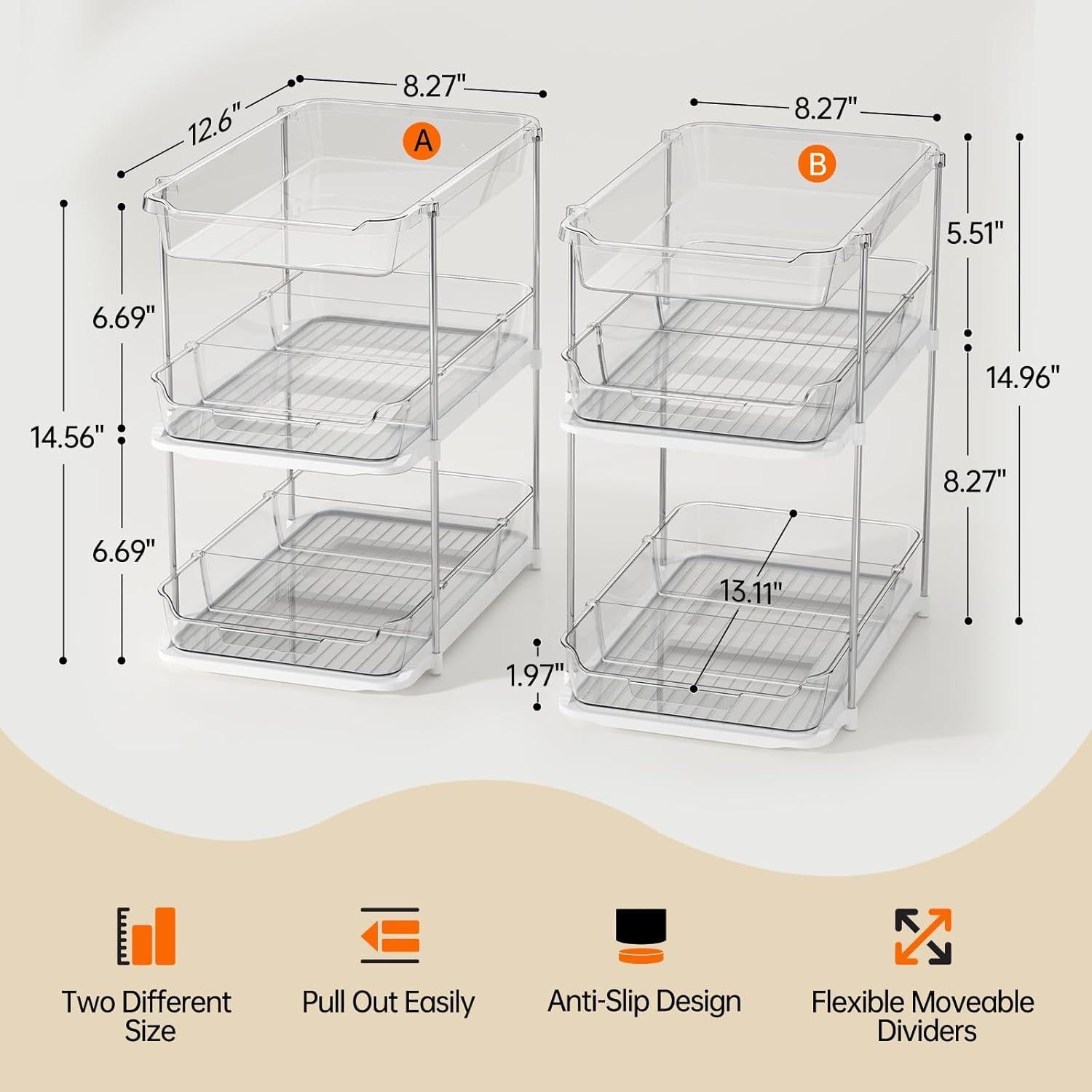 LAMU Organizadores de Almacenamiento 2 Piezas 3 Niveles Acrílico