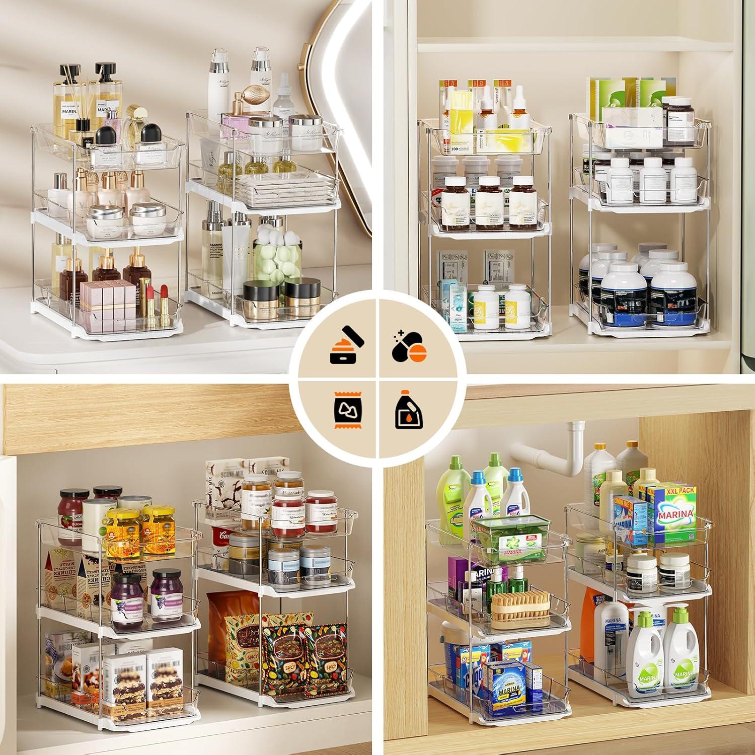 LAMU Organizadores de Almacenamiento 2 Piezas 3 Niveles Acrílico