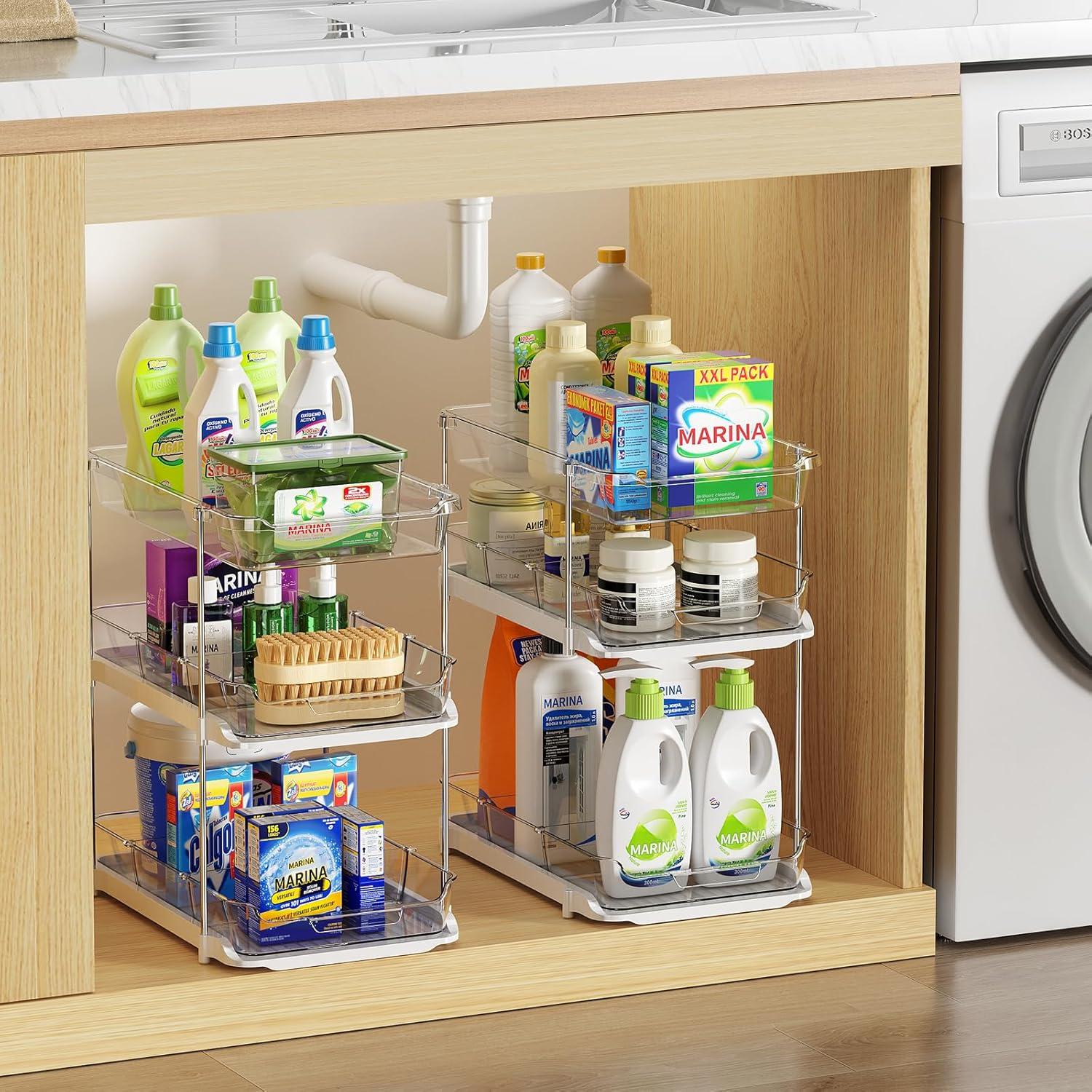 LAMU Organizadores de Almacenamiento 2 Piezas 3 Niveles Acrílico