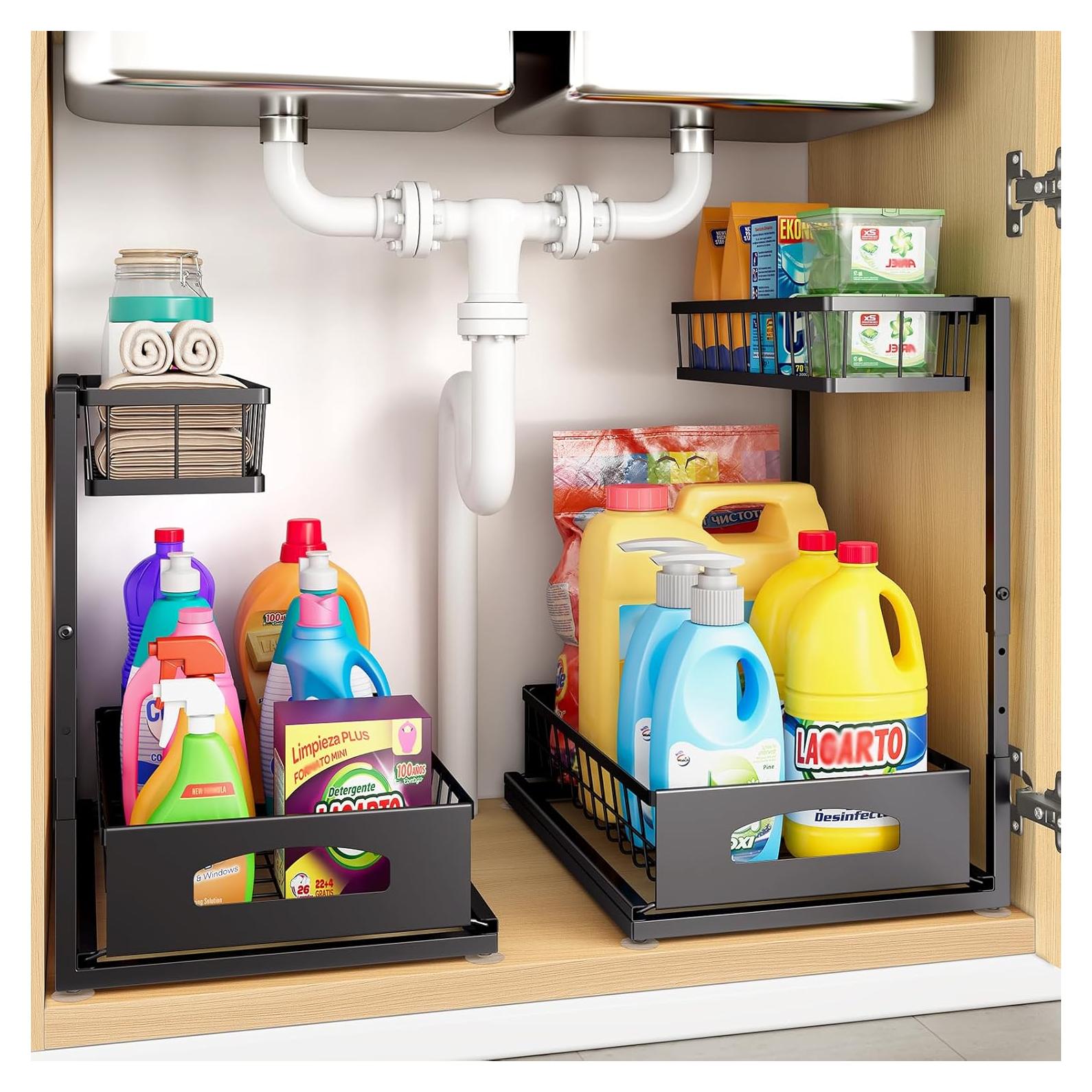 Organizador Bajo Fregadero Fabutier Ajustable 2 Niveles Negro