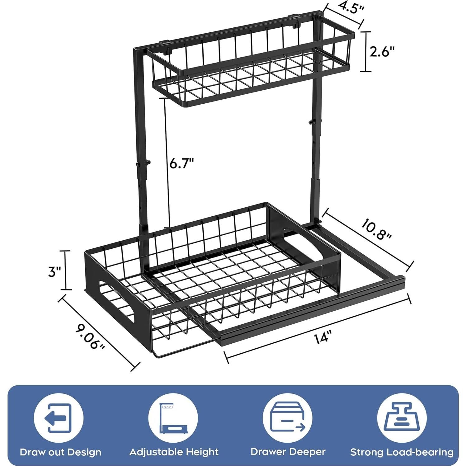 Organizador Bajo Fregadero Fabutier Ajustable 2 Niveles Negro