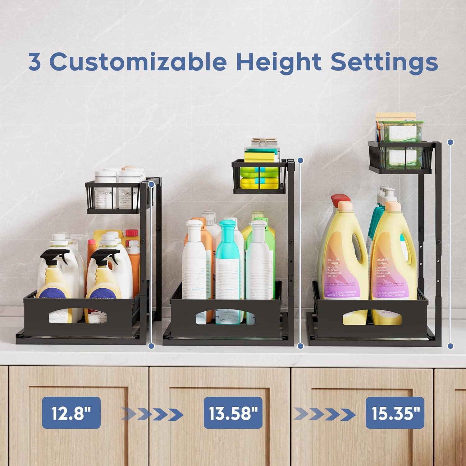 Organizador Bajo Fregadero Fabutier Ajustable 2 Niveles Negro