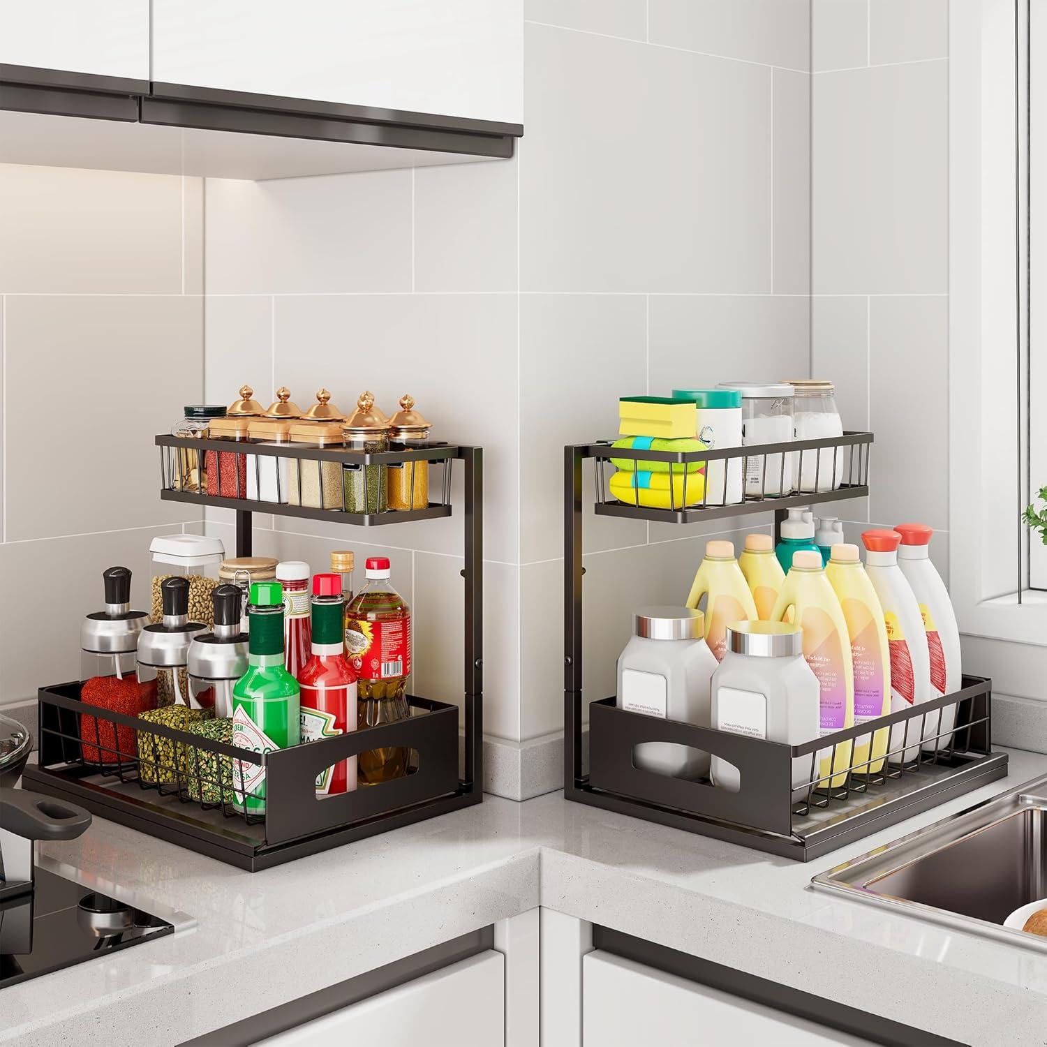 Organizador Bajo Fregadero Fabutier Ajustable 2 Niveles Negro