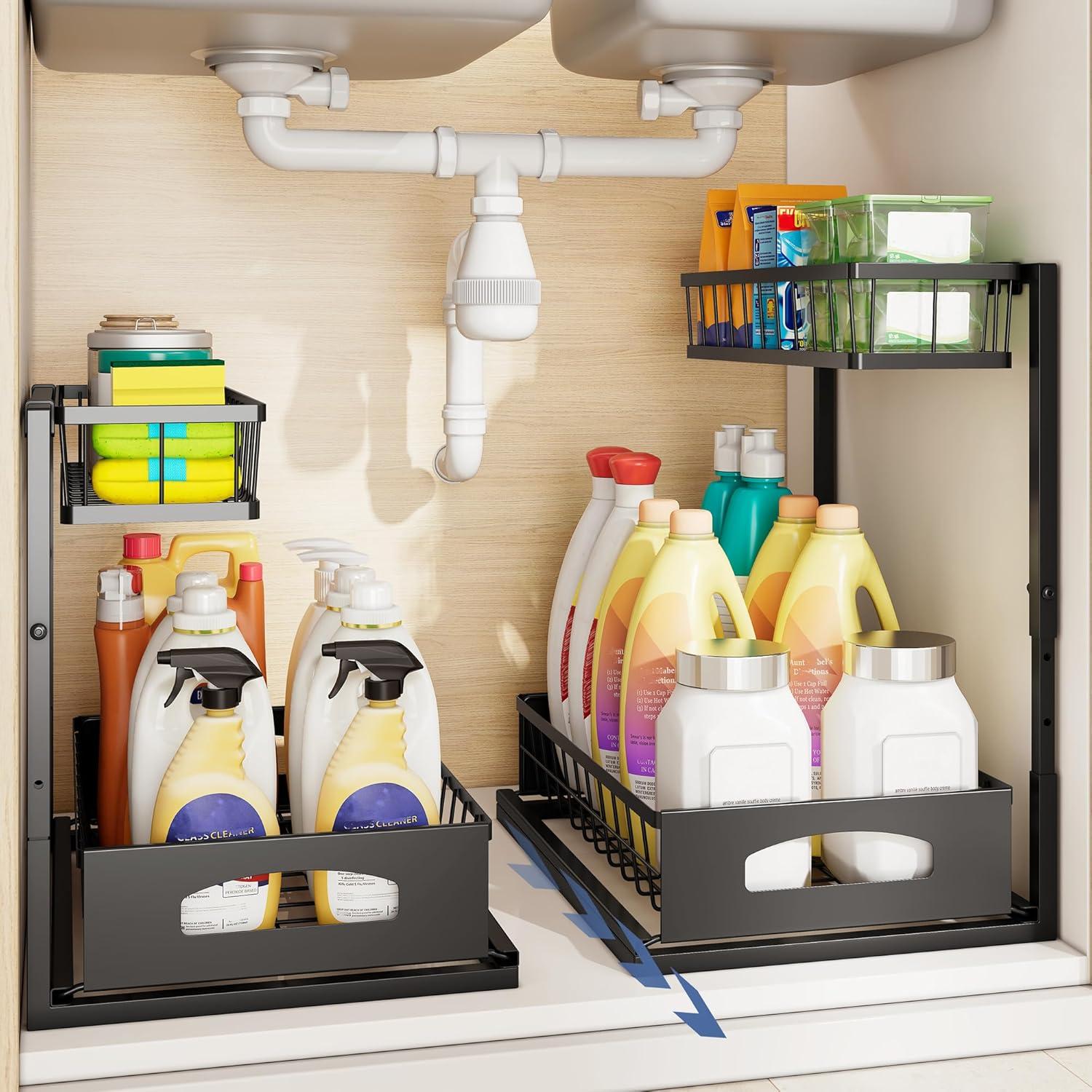 Organizador Bajo Fregadero Fabutier Ajustable 2 Niveles Negro