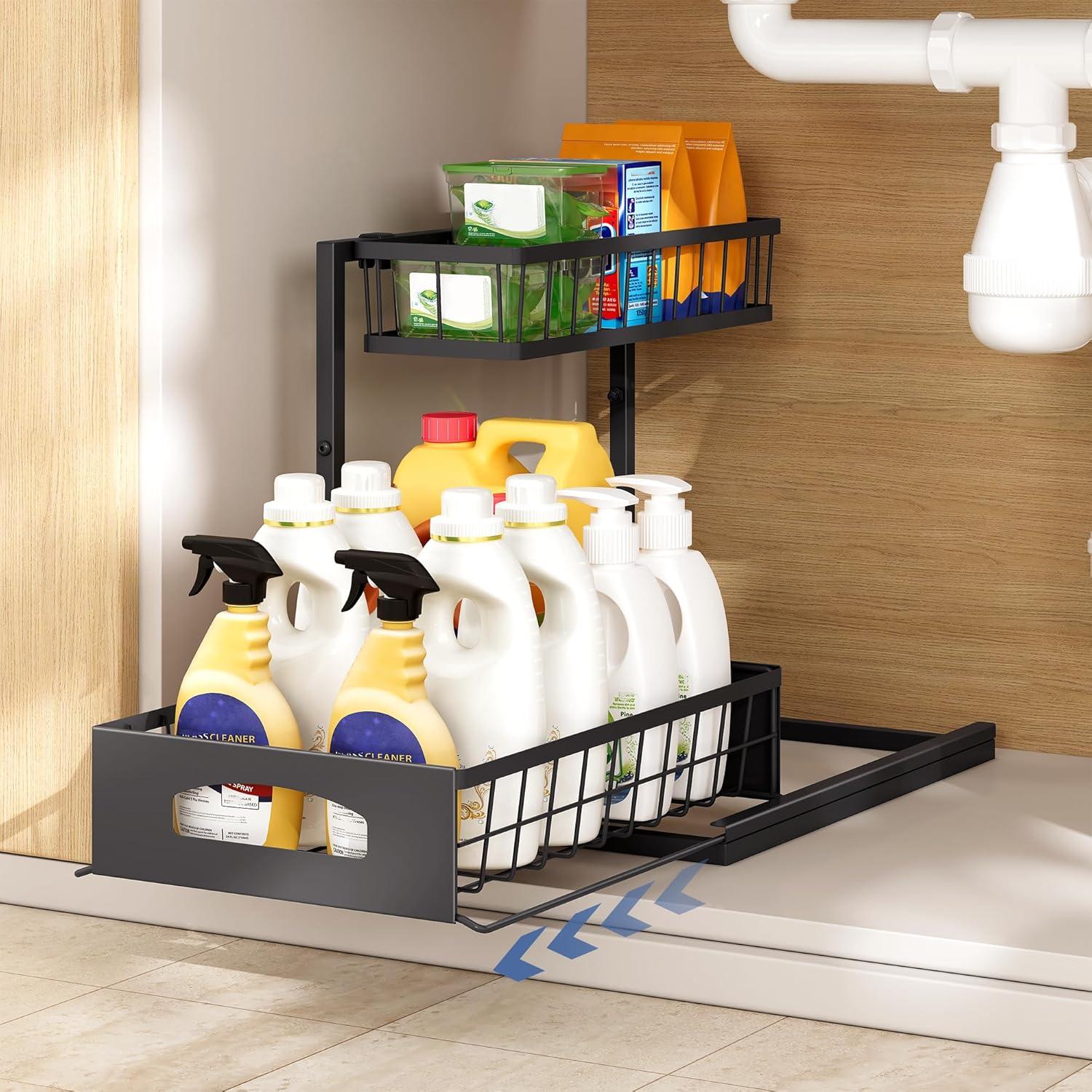 Organizador Bajo Fregadero Fabutier Ajustable 2 Niveles Negro