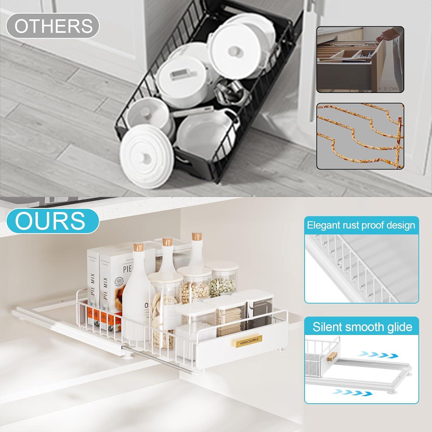 Organizador Extraíble Bajo Fregadero HOMECOLDFLS 2 Paquete Blanco