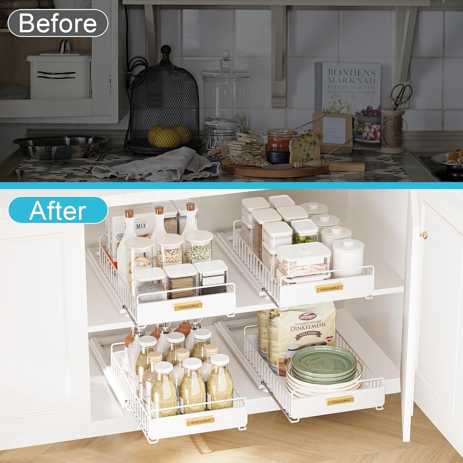 Organizador Extraíble Bajo Fregadero HOMECOLDFLS 2 Paquete Blanco