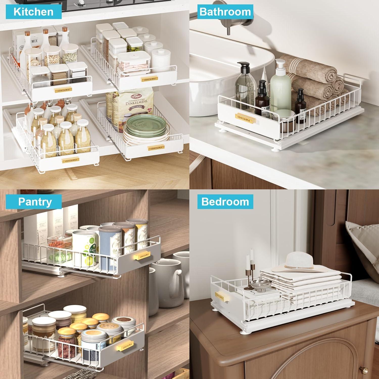 Organizador Extraíble Bajo Fregadero HOMECOLDFLS 2 Paquete Blanco