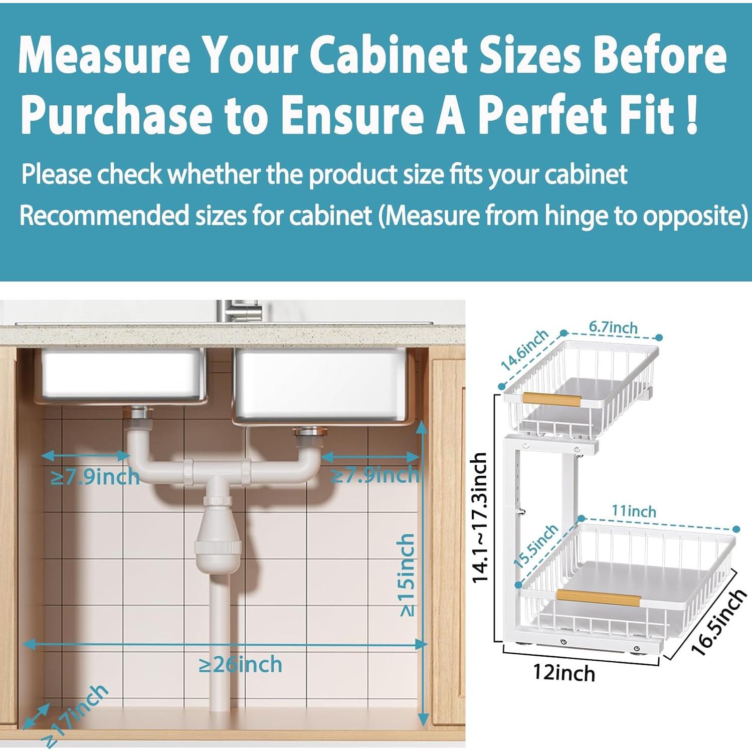 Organizador Bajo Fregadero Liuoud 2 Niveles Ajustable Blanco