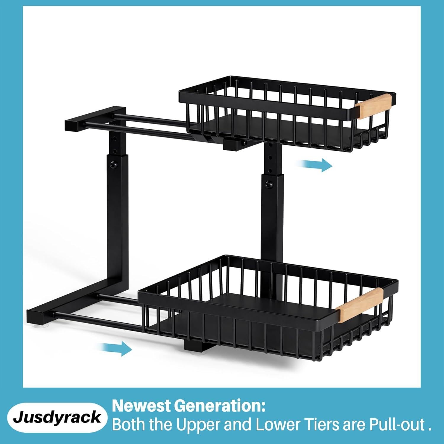 Organizador Bajo Fregadero Jusdyrack 2 Niveles Ajustable Negro