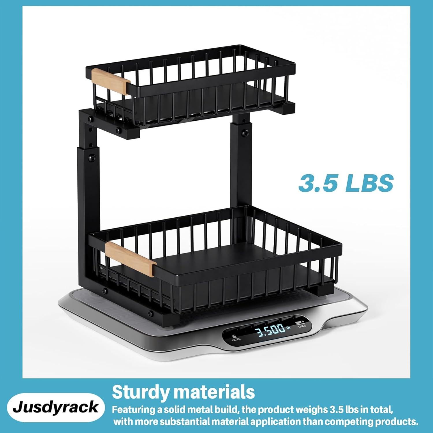 Organizador Bajo Fregadero Jusdyrack 2 Niveles Ajustable Negro