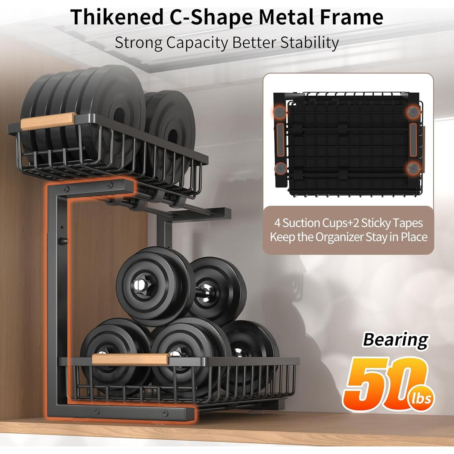 Organizador Bajo Fregadero FapZox 2 Niveles Ajustable Metal Negro