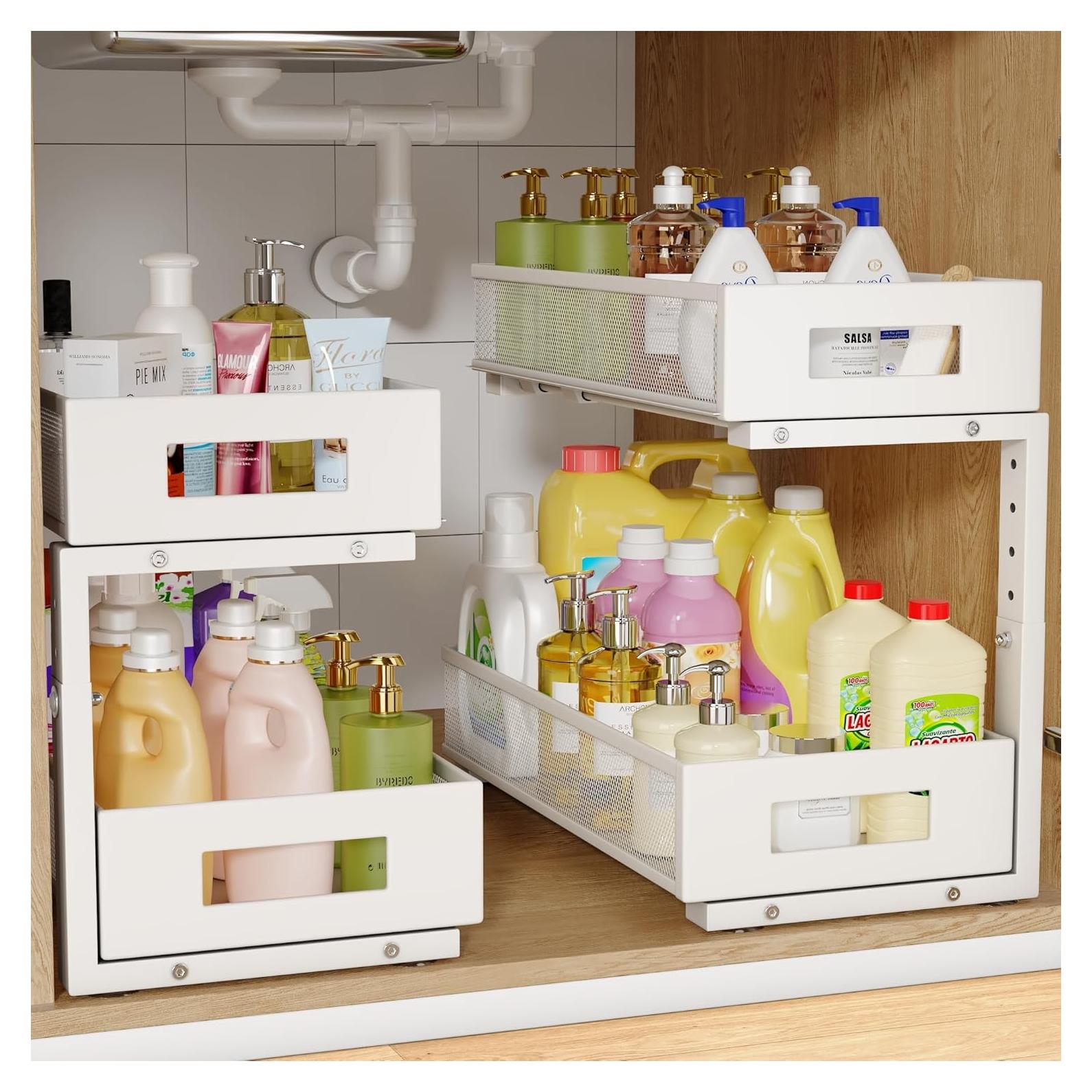 Organizador Bajo Fregadero Biboraya 2 Niveles Blanco 40.9 cm