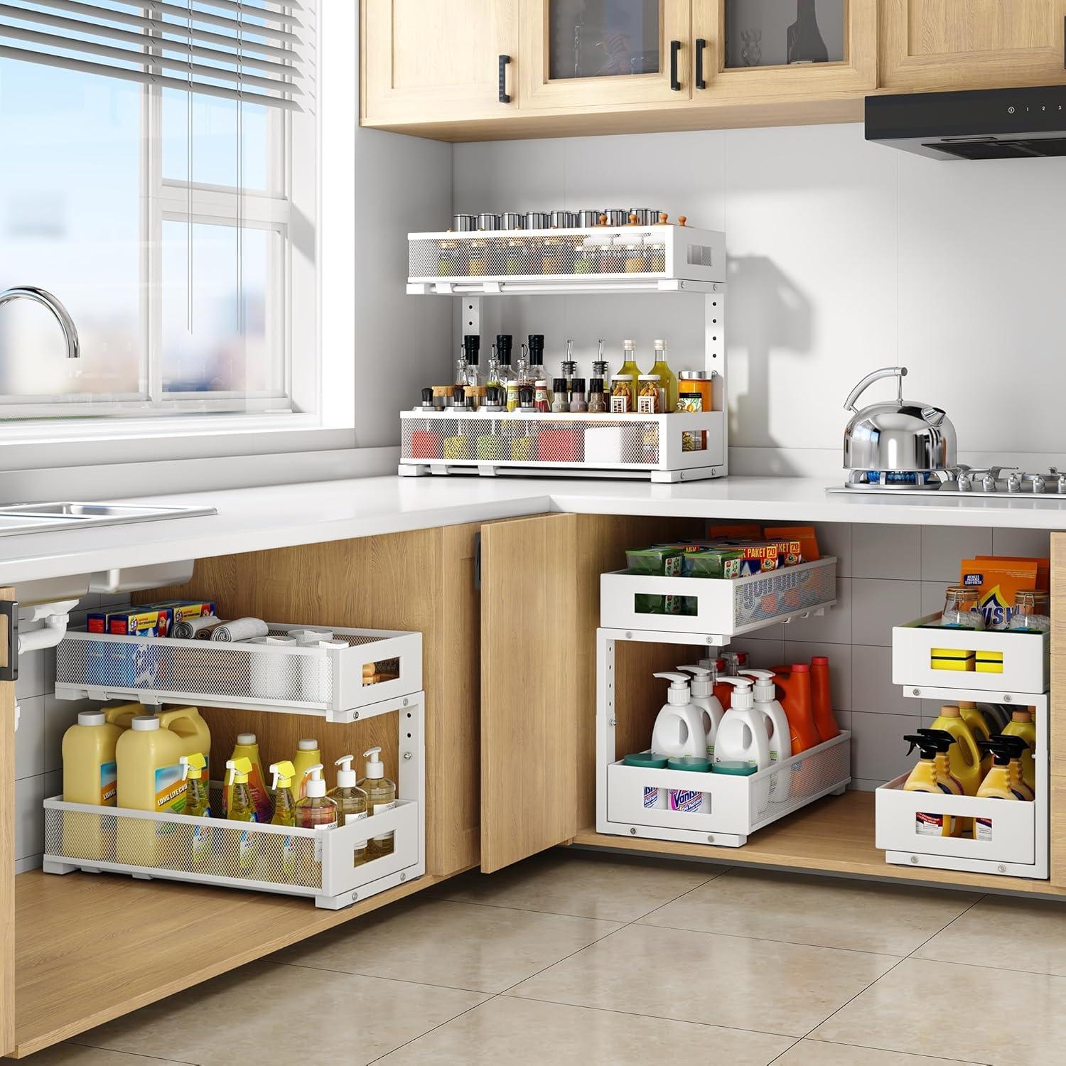 Organizador Bajo Fregadero Biboraya 2 Niveles Blanco 40.9 cm