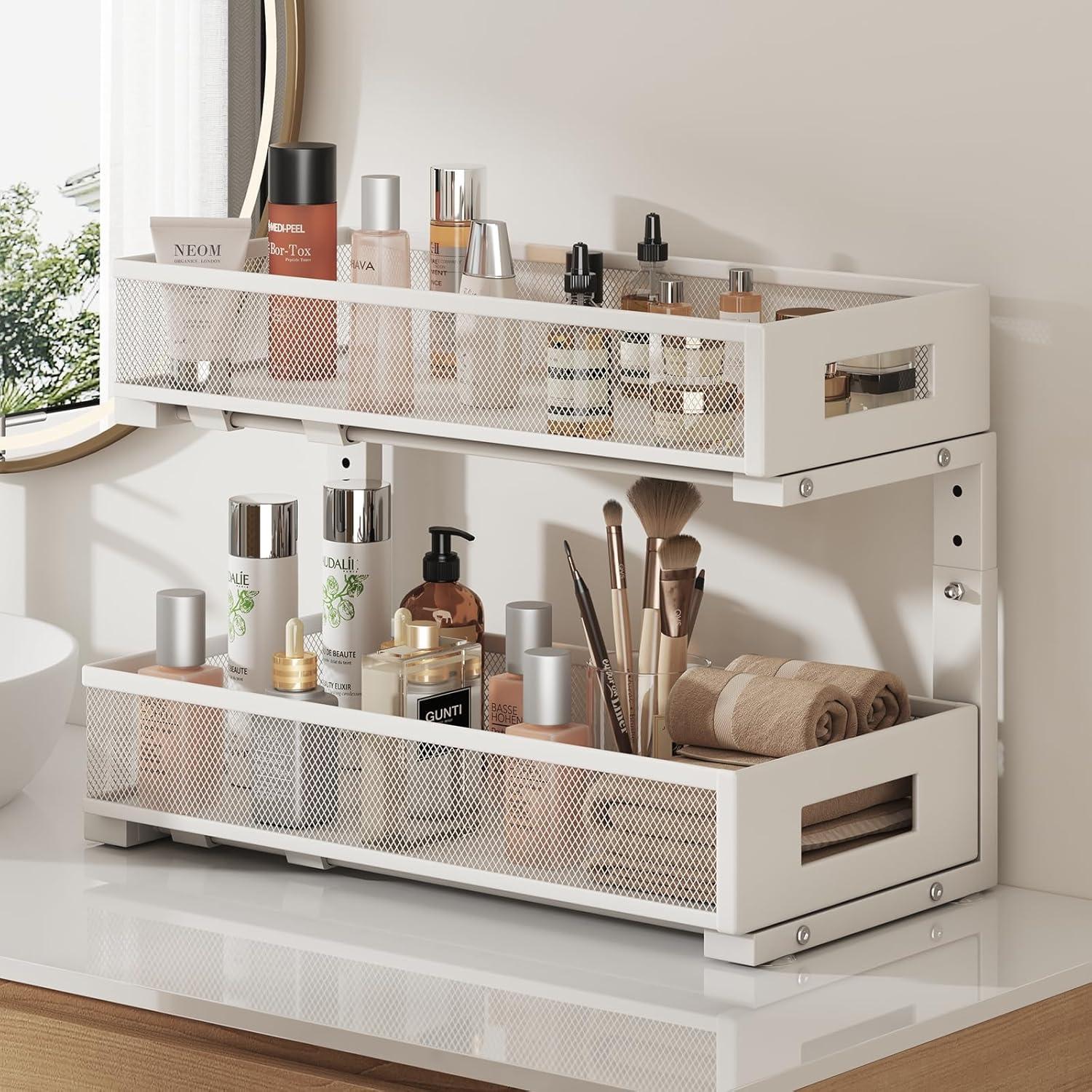 Organizador Bajo Fregadero Biboraya 2 Niveles Blanco 40.9 cm