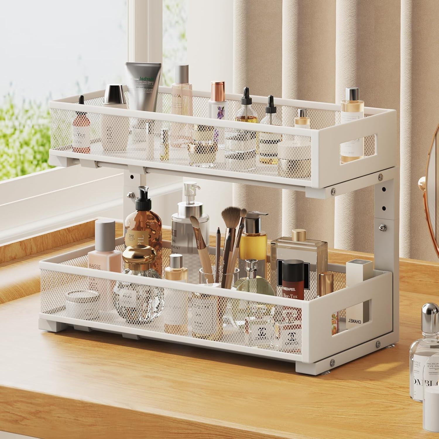 Organizador Bajo Fregadero Biboraya 2 Niveles Blanco 40.9 cm