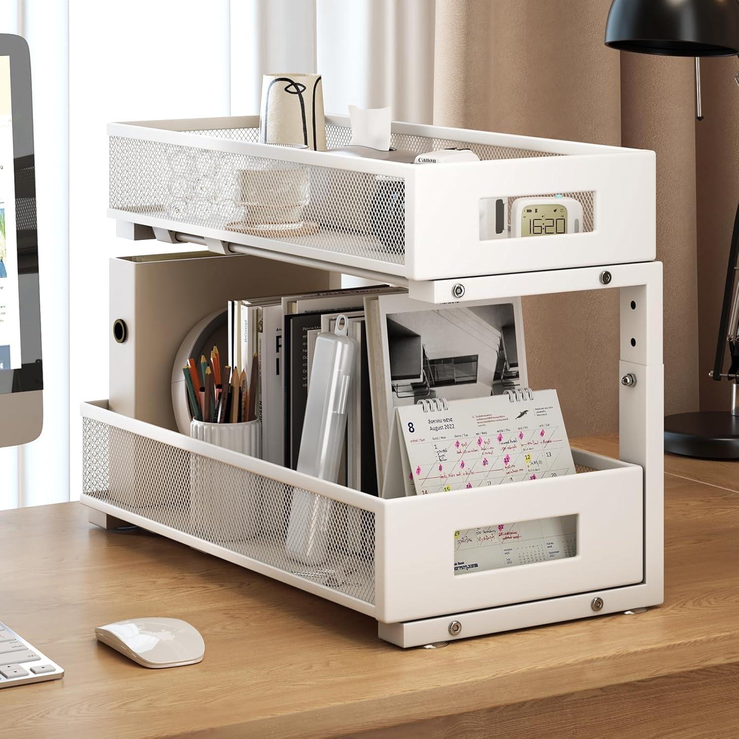 Organizador Bajo Fregadero Biboraya 2 Niveles Blanco 40.9 cm