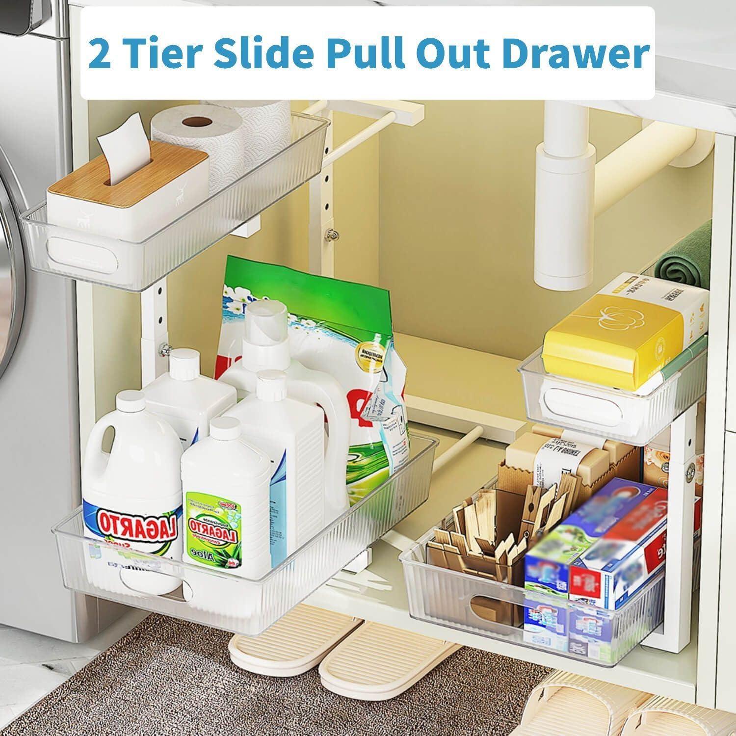 Organizador Bajo Fregadero DREMAK, 2 Niveles Ajustables, Blanco