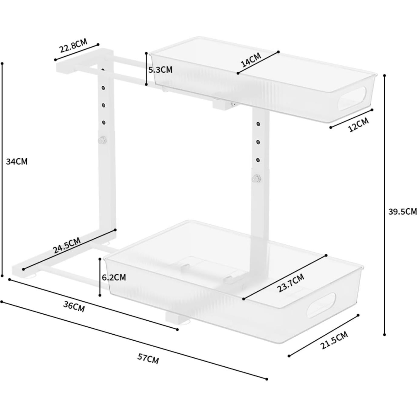 Organizador Bajo Fregadero DREMAK, 2 Niveles Ajustables, Blanco