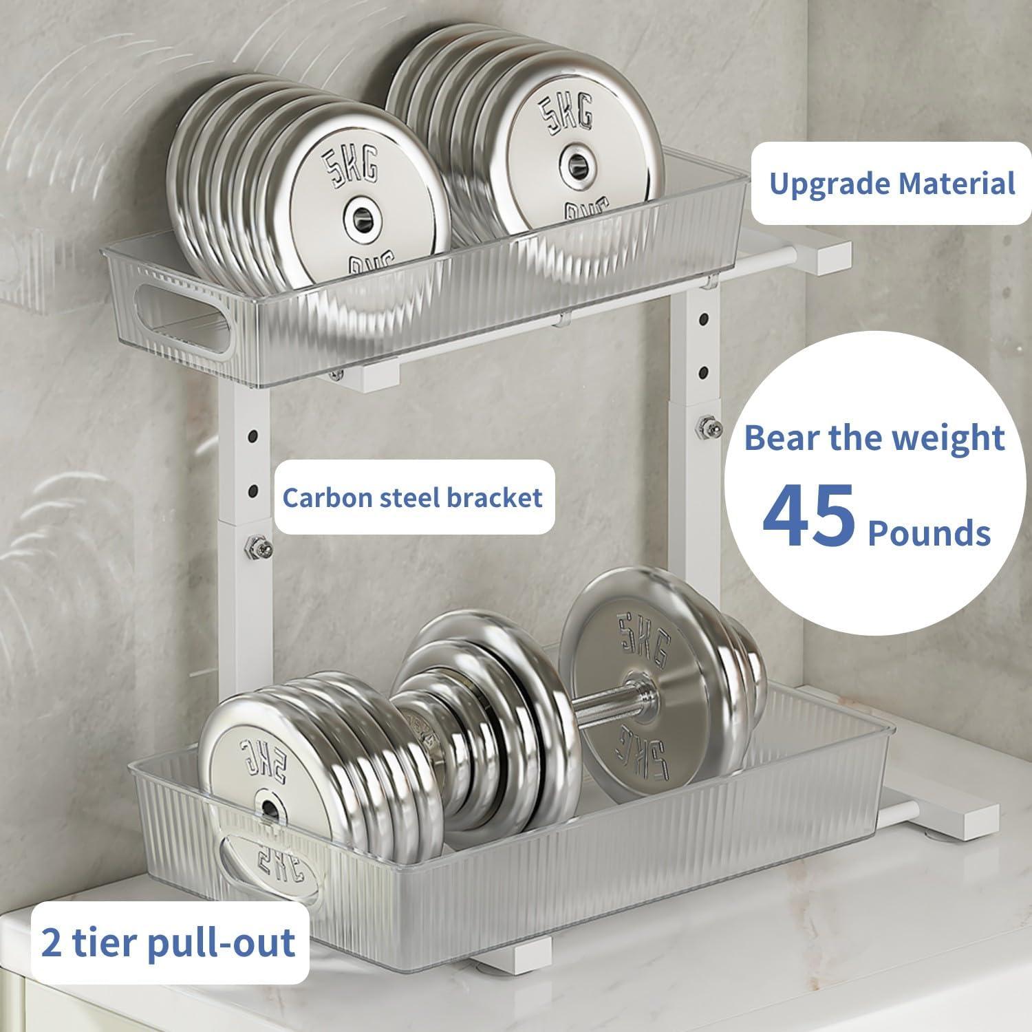 Organizador Bajo Fregadero DREMAK, 2 Niveles Ajustables, Blanco